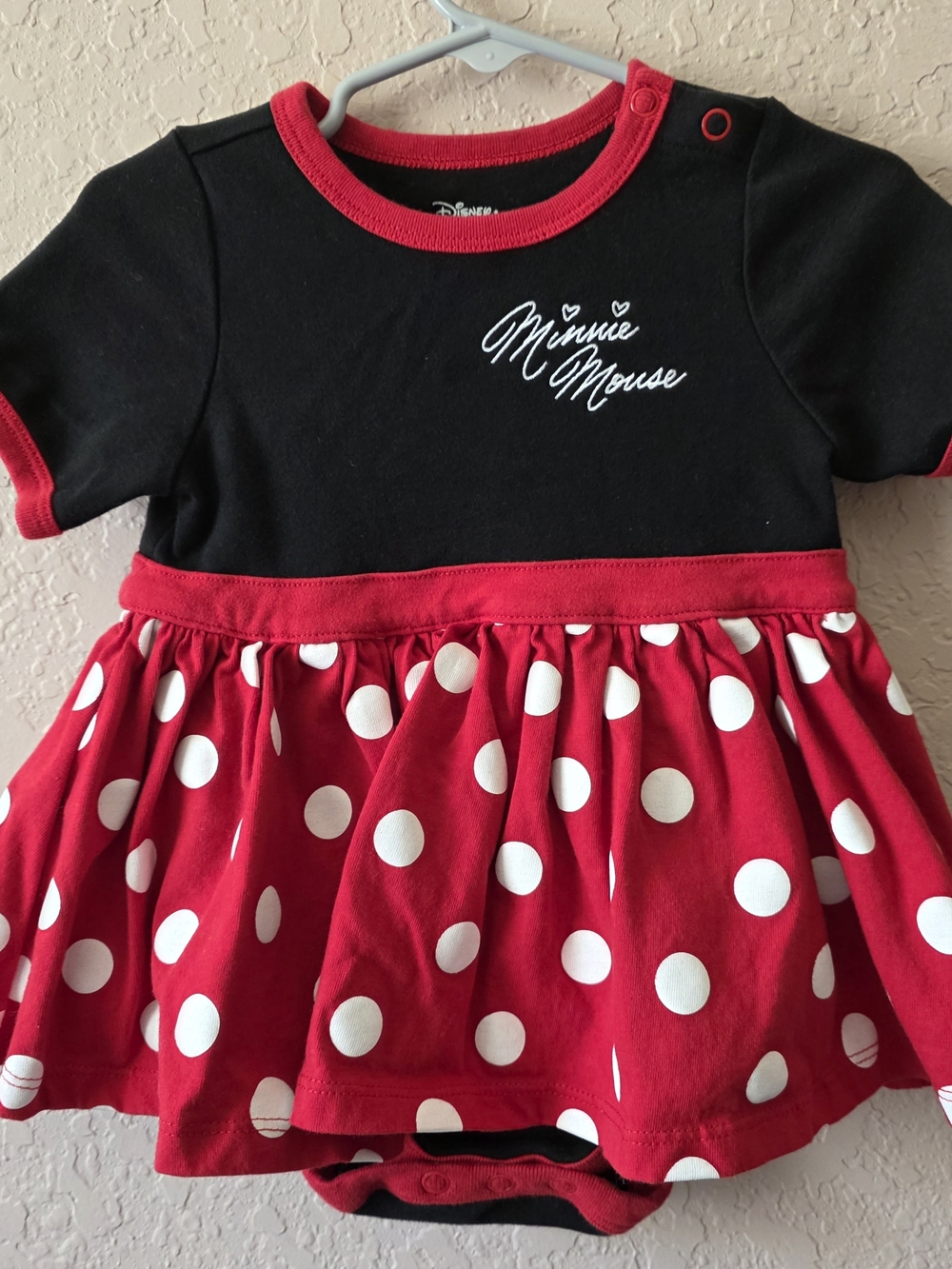Disney Black & Red Polka Dot Minnie Dress Bodysuit 18-24 Months